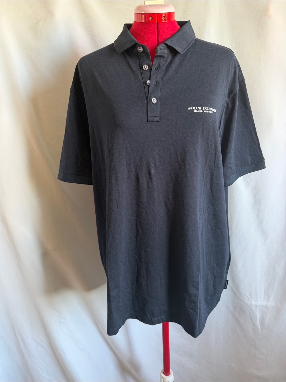 Armani Exchange Black Short-Sleeve Polo with Subtle Logo